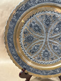 Round Floral Copper And Silver Plate Wall Plaque