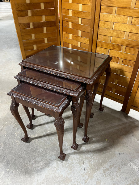 3 pc Nesting Tables with Glass