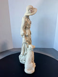 Alice Heath Signed Woman & Dog Sculpture