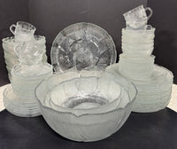 77-Piece Arcoroc France Clear Fleur Glass China Set