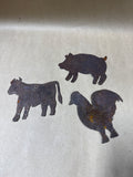 3-Piece Metal Farm Animal Cutouts