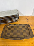 Weavewood Walnut Woven Wood & Aluminum Sizzler Serving Platter - Set Of 8