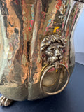 Hammered Brass Vintage Double Lion Head Clawfoot Foot Bath or Planter