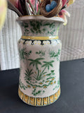 Faux Pink Saucer Magnolia Arrangement in Crackled Asian Inspired Ceramic Vase