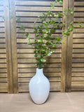 White Ceramic Vase with Faux Greenery