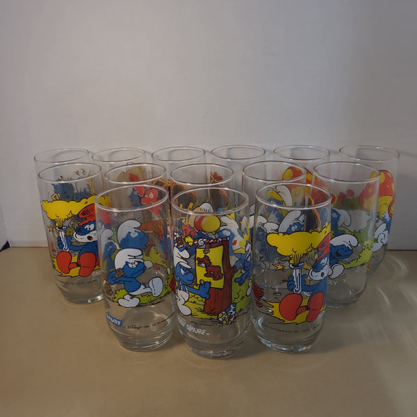 Set of 14 Wallace Berries & Co. "Smurf" Drinking Glasses