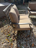 Brown Metal Loveseat and Two Chair Outdoor Set w/Rapid Dry Cushions