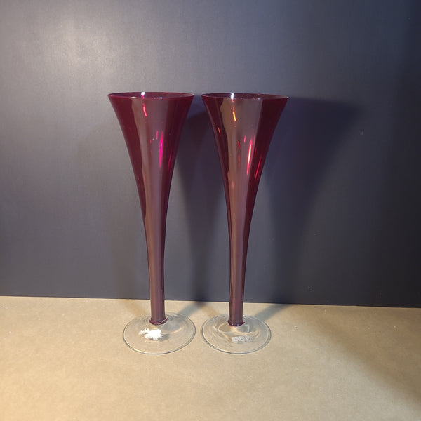 Pair of Tag Ruby Red Champagne Flutes