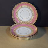 18 PC Pink and White with Gold Rimmed China Set