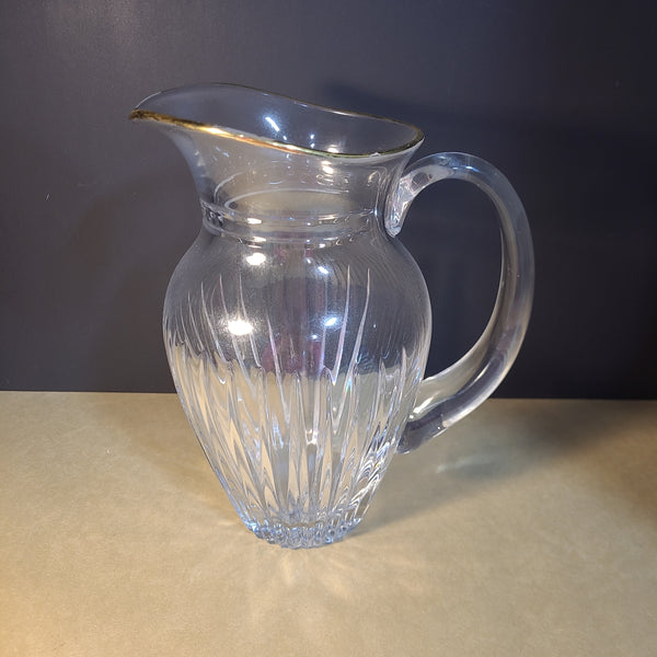 Clear Glass Gold Rimmed Pitcher