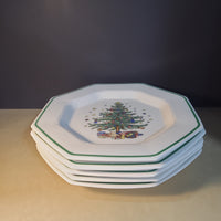 Lot of 5 Vintage Octagonal Christmastime Nikko Dinner Plates