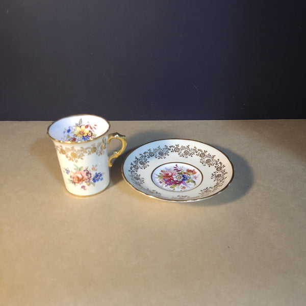 Hammersley and Co.Gold Floral Patterned Demitasse and Saucer