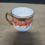 Red Floral Pattern and Gold Rim Teacup and Saucer Set