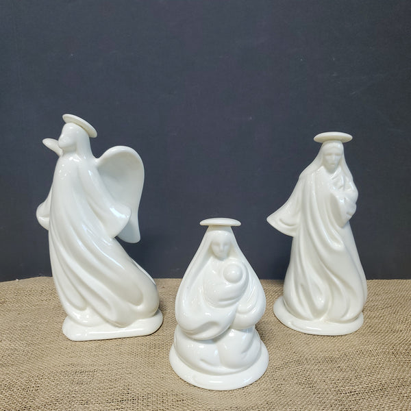 3 Piece White Porcelain Nativity Set