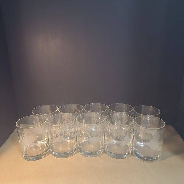 Rare Garrick Etched 12 Days of Christmas Glasses