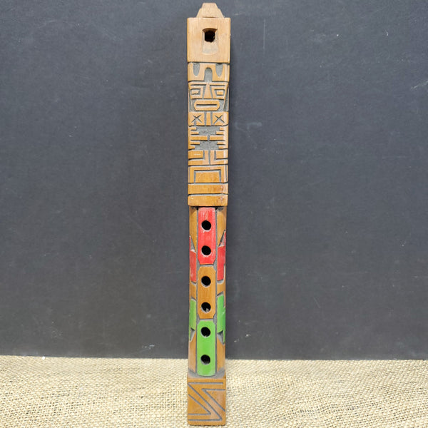 Vintage Hand Carved Wooden Perusian Tarka Flute