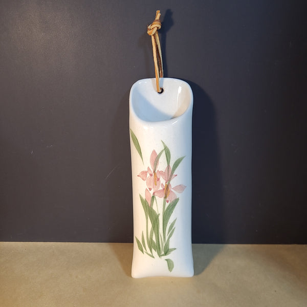 White Pottery Floral Hanging Vase