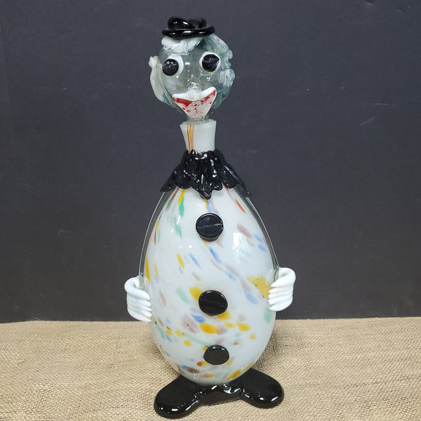 (B) Vintage Hand Blown Murano Glass Clown Decanter