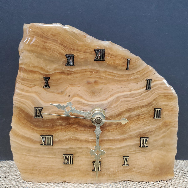 Vintage Polished Stone Slab Clock WORKS