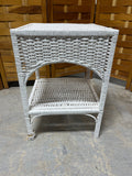 Lightweight White Wicker Side Table