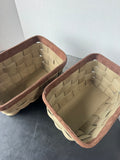 Pair of Sturdy Olive Canvas Woven Storage Baskets