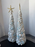 Pair of Iridescent Seashell Heavyweight Resin Beachy Christmas Trees