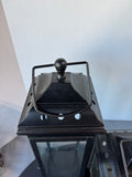 Pair of Heavyweight Black Metal & Glass Lanterns