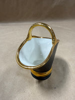 Black Matte Rose Porcelain Basket — 24k Gold