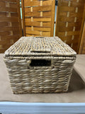 Light Tone Lidded Woven Basket,  3 Available, PRICED INDIVIDUALLY, $20 EACH