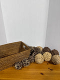 Basket Of Grapevine And Straw Orbs