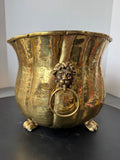 Hammered Brass Vintage Double Lion Head Clawfoot Foot Bath or Planter