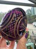 Fabergé Style Russian Amethyst Gilt Etched Glass Egg