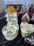 Pier 1 Imports Lined Basket of Assorted Neutral Christmas Ornaments