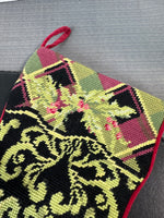 Needlepoint Christmas Stocking with Red Velvet Back