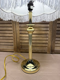 Lightweight Brass Table Lamp With Springcrest Cream Floral Carnation Lampshade With Fringe - WORKS