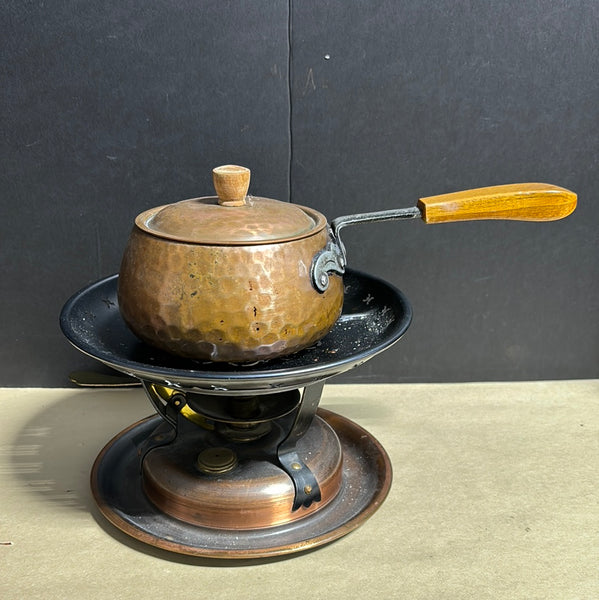 Vintage Copper Stockli Netstal Switzerland Fondue Pot w/Warmer Cooking Pot