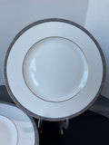 (A) 4-Piece Wedgwood England Palatia R4700 Greek Key Bone China Dinner Plates Set (3 SETS AVAILABLE—PRICED INDIVIDUALLY AT $45 EACH SET)