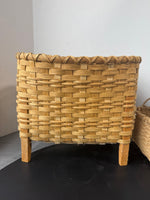 Pair of Primitive Style Light Wooden Woven Baskets