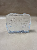 Pukeberg Swedish Glass Block Of Man Fishing