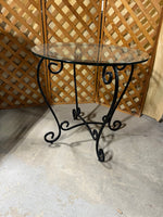 Round Glass Top Side Table with Metal Base