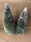 Pair Of Flocked Christmas Trees With Wooden Base (D)