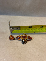 Sterling Pendant with Amber Stones