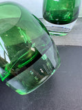 Trio of Crate and Barrel Diva Blown Glass Emerald Green Votives