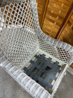 White Wicker Rocker with Cushions
