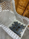White Wicker Rocker with Cushions