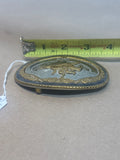 Silver, Gold & Black Rodeo Belt Buckle (German Silver)