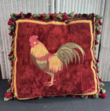 XL Mixed Fabric Rooster Throw Pillow with Tassel Trim