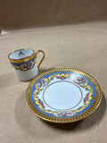 (D) Legle Limoges France Tea Cup And Saucer — Inner Multi Color Flowers