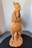 XL Italian Carved Terra Cotta Clay Rooster