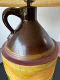 Hand Painted Vintage Stoneware Jug 3-Way Lamp (WORKS)